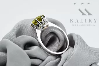 Vintage Handwerk Ring Gelber Peridot Sterling Silber 925 vrc157s